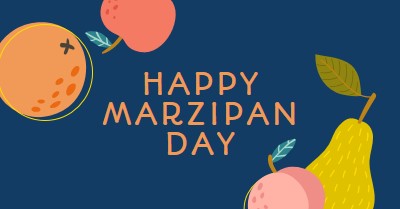 Happy Marzipan Day blue whimsical-line