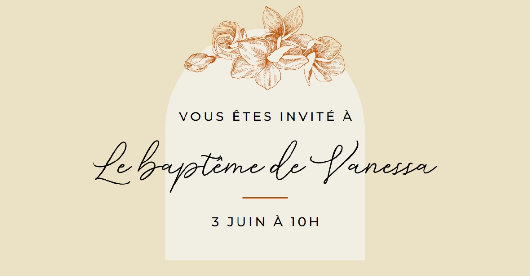Invitation au baptême yellow vintage-botanical