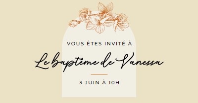 Invitation au baptême yellow vintage-botanical