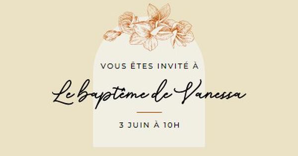 Invitation au baptême yellow vintage-botanical