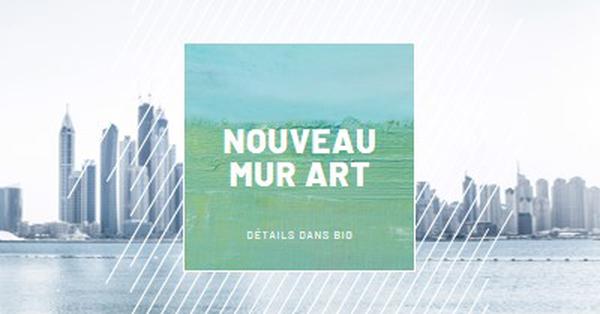 Nous avons de nouvelles peintures murales blue modern-geometric-&-linear