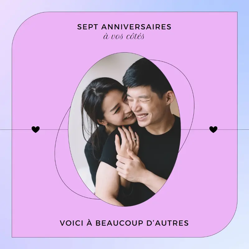 Joyeux anniversaire, amour purple modern,minimal,clean