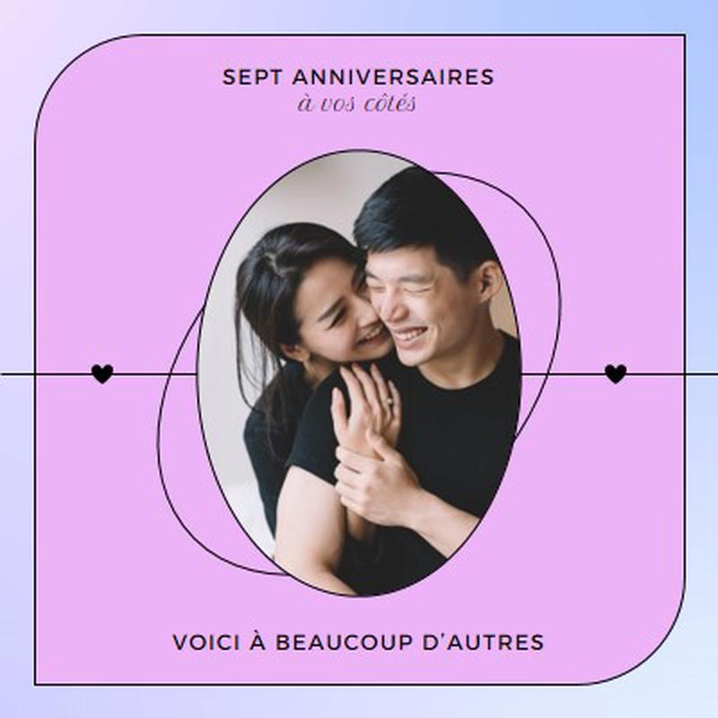 Joyeux anniversaire, amour purple modern,minimal,clean