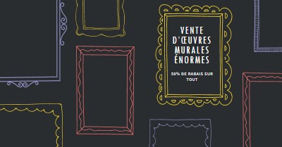 Vente d’œuvres murales énormes black whimsical-line