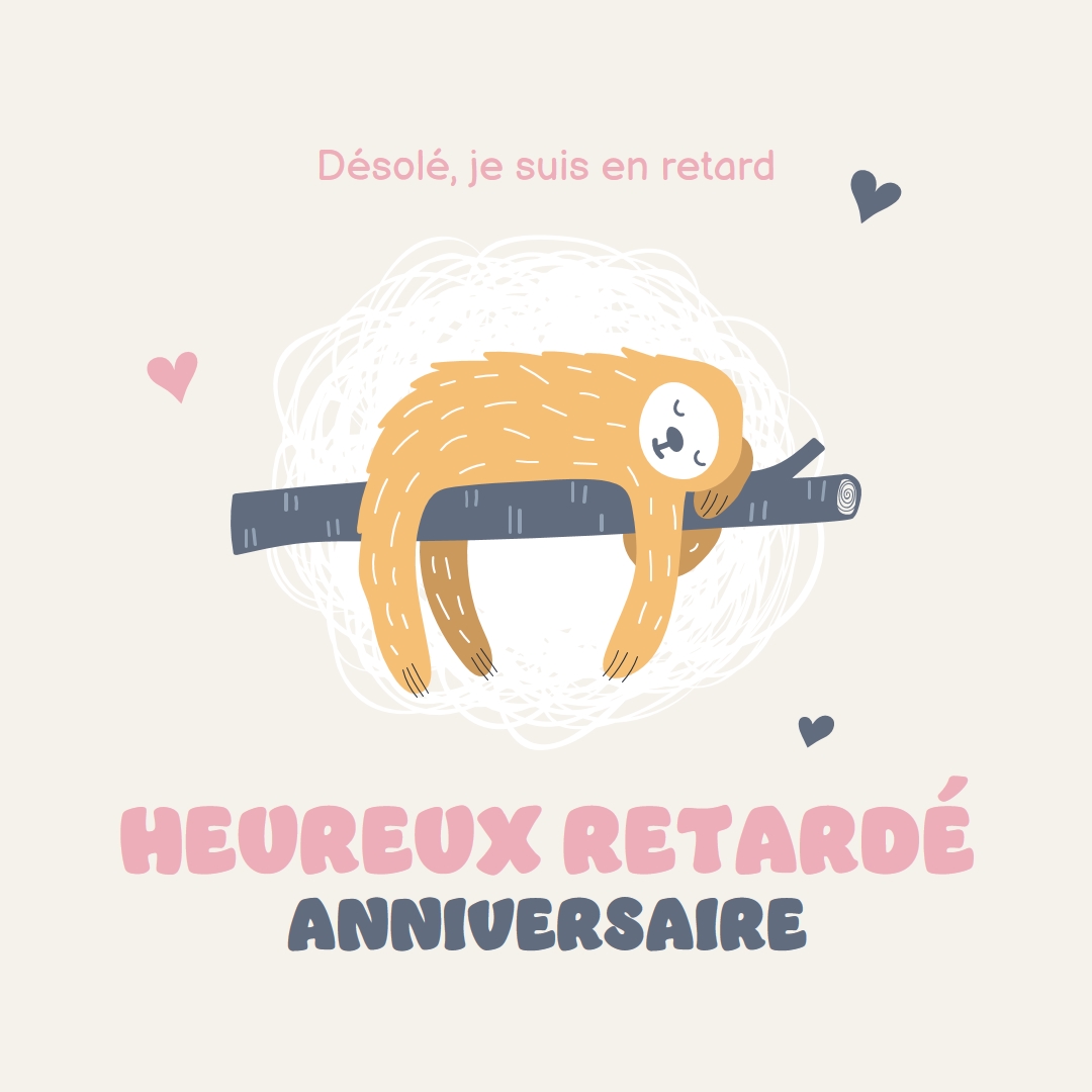 Vœux d’anniversaire tardives white playful,cute,illustrative,whimsical,friendly,charming,graphic