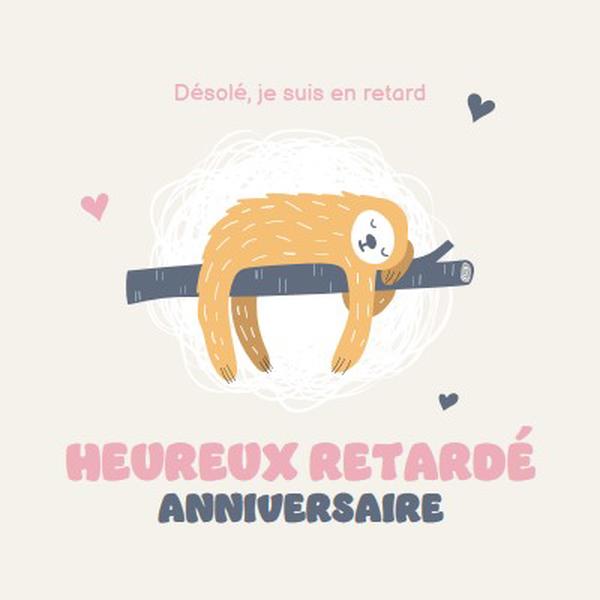 Vœux d’anniversaire tardives white playful,cute,illustrative,whimsical,friendly,charming,graphic