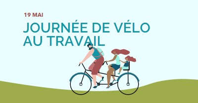 Journée de vélo au travail blue whimsical-color-block