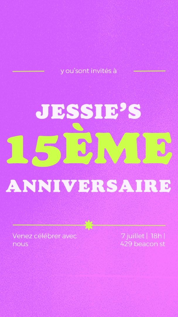 Vous êtes invité purple bold,vibrant,retro