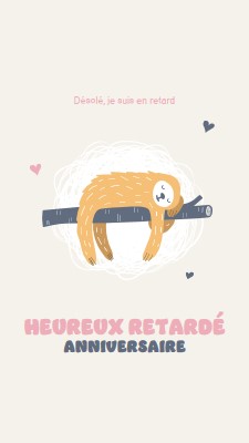 Vœux d’anniversaire tardives white playful,cute,illustrative,whimsical,friendly,charming,graphic