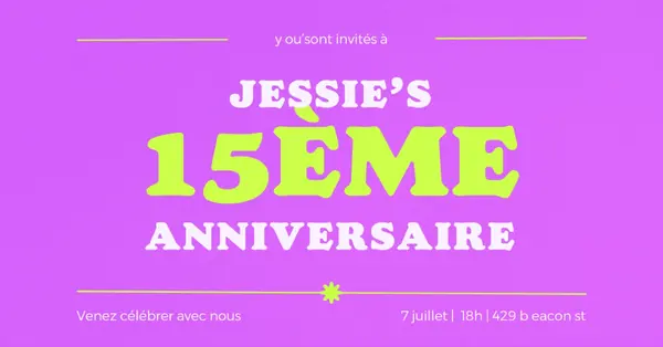Vous êtes invité purple bold,vibrant,retro