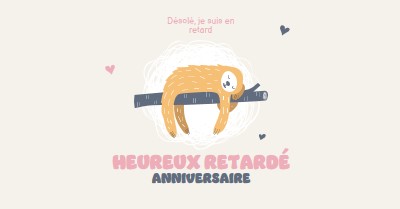 Vœux d’anniversaire tardives white playful,cute,illustrative,whimsical,friendly,charming,graphic