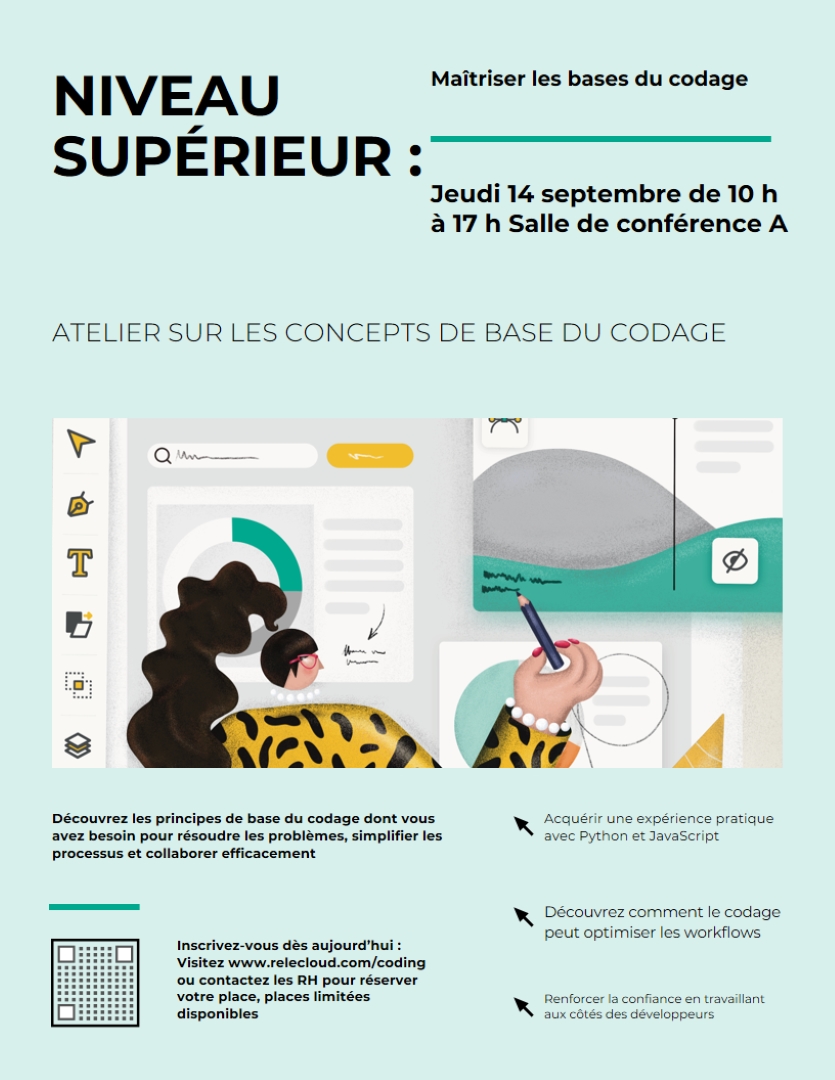 Flyer de l’atelier technique audacieux green modern,illustrative,informative,vector