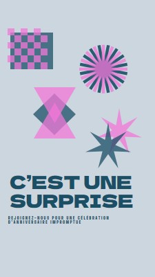 Fête surprise yellow graphic,risograph,shapes