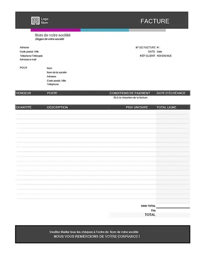 Facture de service (dégradé de bleus) modern-simple