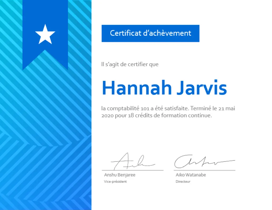 Certificat d’achèvement blue modern-geometric