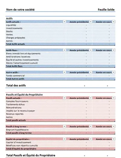 Feuille de solde (simple)