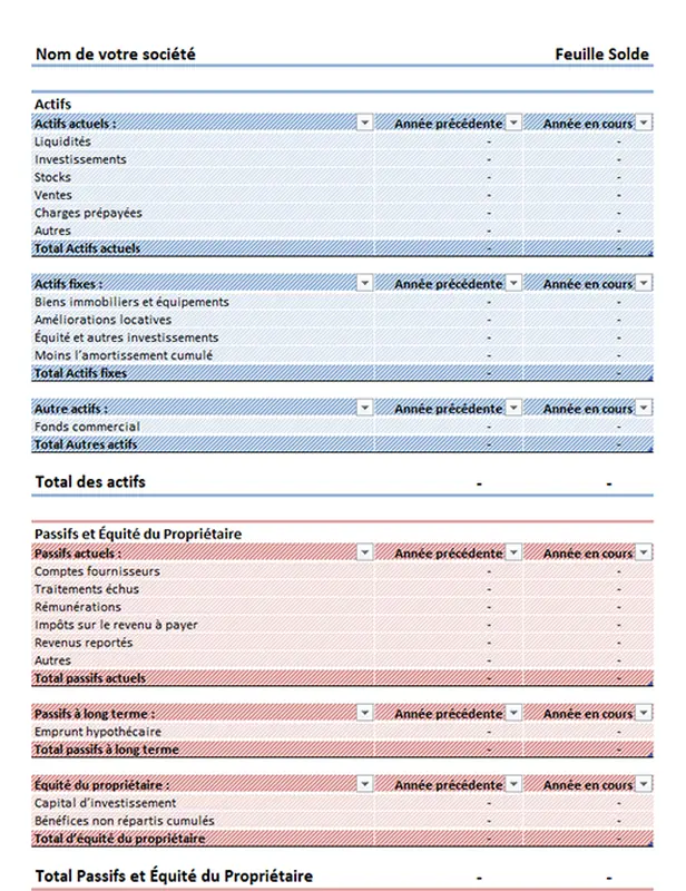 Feuille de solde (simple)