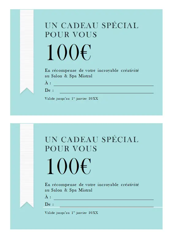 Chèque-cadeau « Ruban » modern-simple