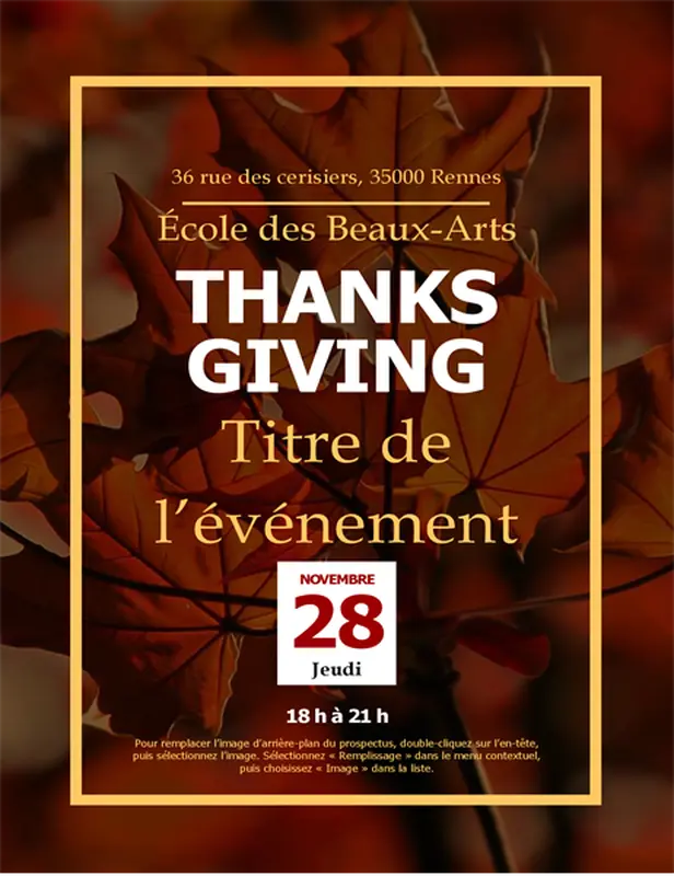 Prospectus de Thanksgiving Feuilles d’automne