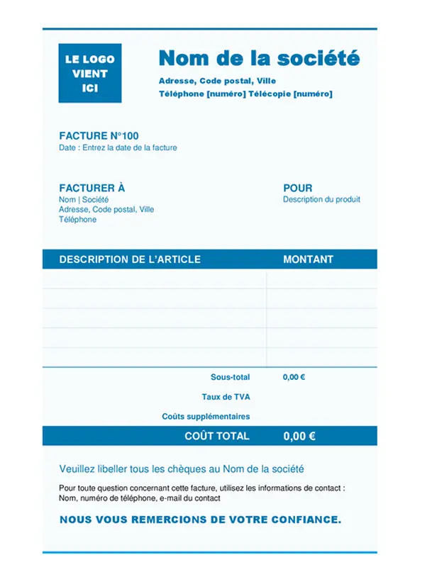 Facture d’entreprise de base modern simple
