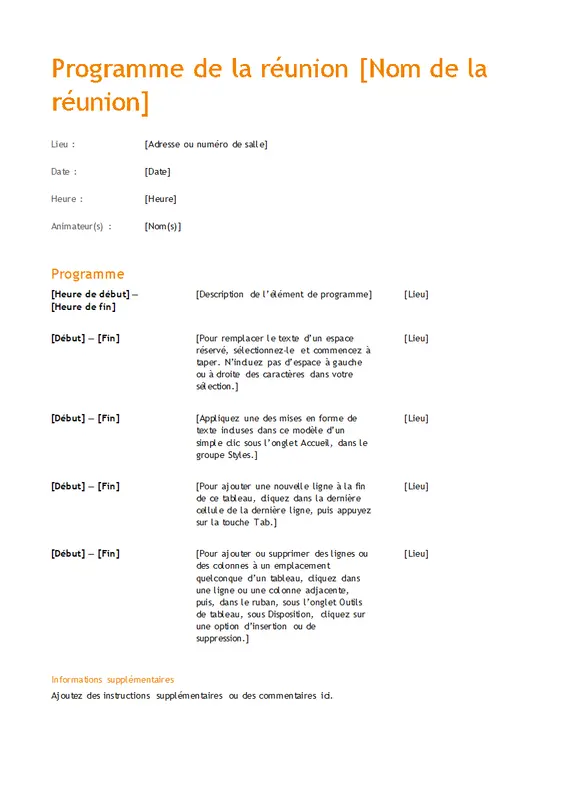Ordre du jour professionnel (conception orange) modern simple