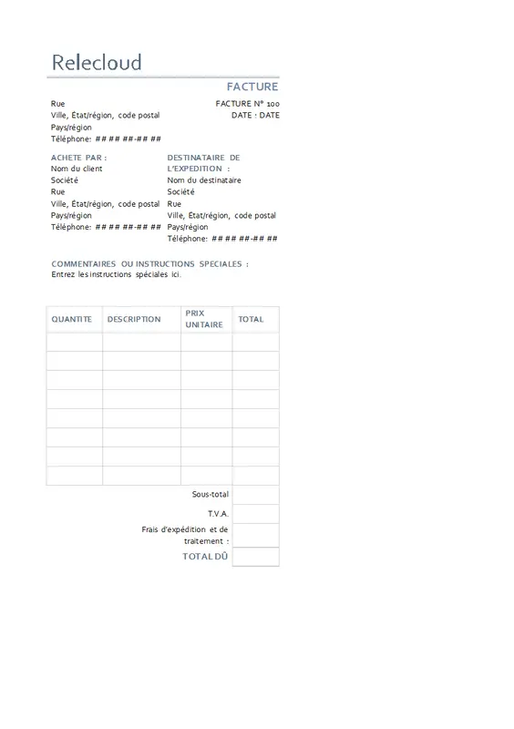 Facture simple avec TVA modern simple