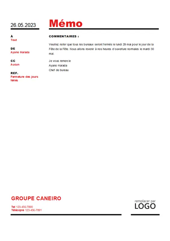 Mémo professionnel (conception en gras) modern bold