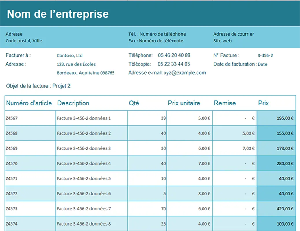 Suivi des factures de vente modern simple