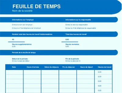 Feuille de temps élémentaire modern simple