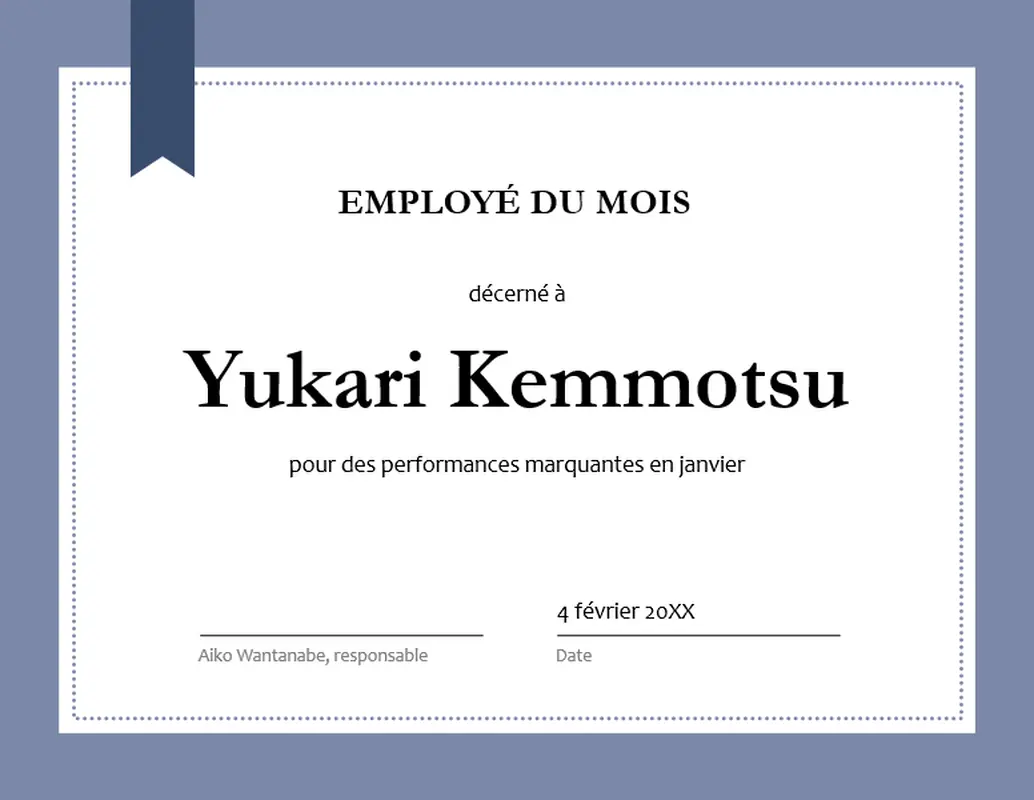 Certificat pour l’employé du mois modern-simple