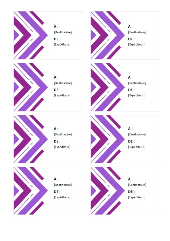 Étiquettes cadeau (8 par page) purple modern geometric