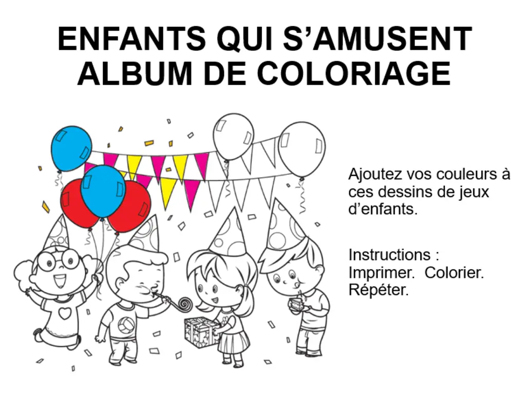 Album de coloriage Jeux d’enfants whimsical line