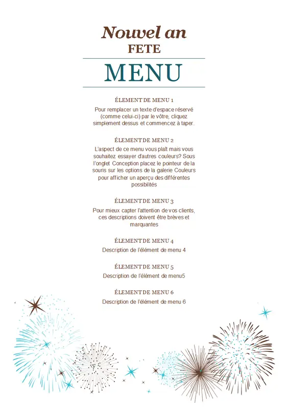 Menu du Nouvel an modern-simple