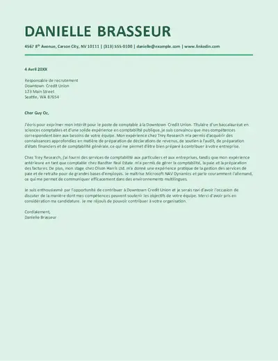 Lettre de motivation comptable élégante adaptée aux OSC