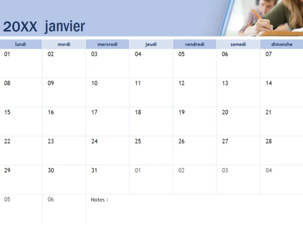 Calendrier académique avec photos blue modern-simple