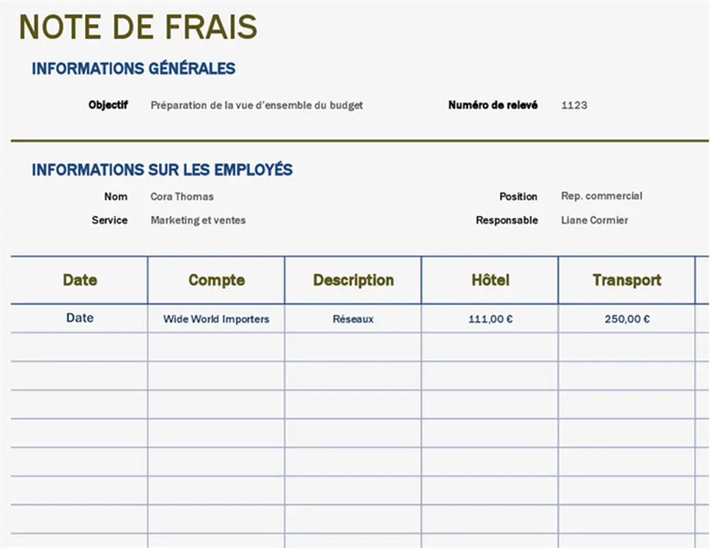 Note de frais de base modern simple