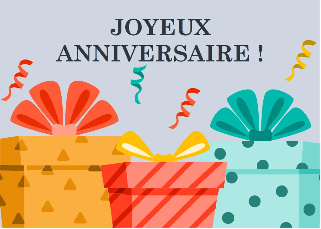 Carte d’anniversaire cadeaux joyeux orange modern-simple