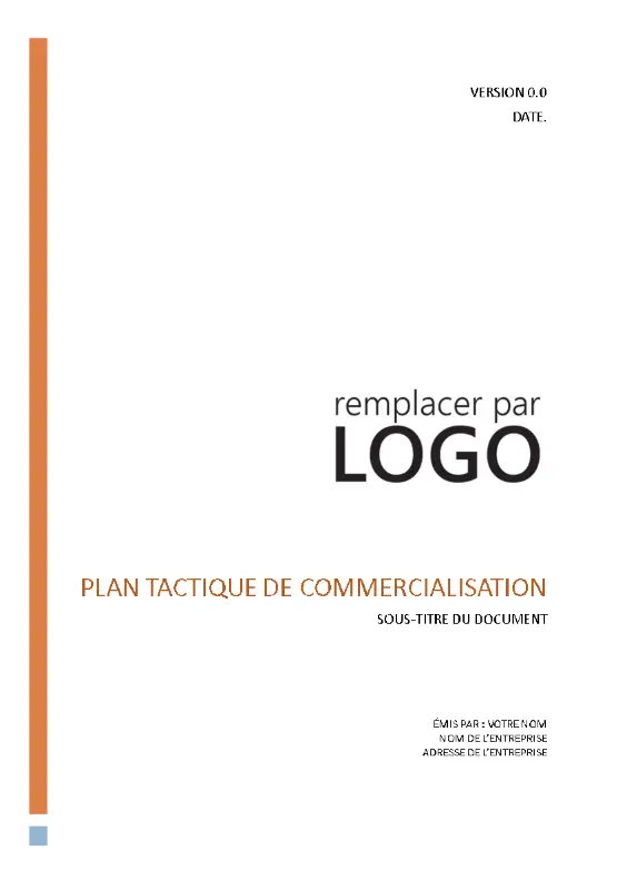 Plan marketing tactique d’entreprise modern simple