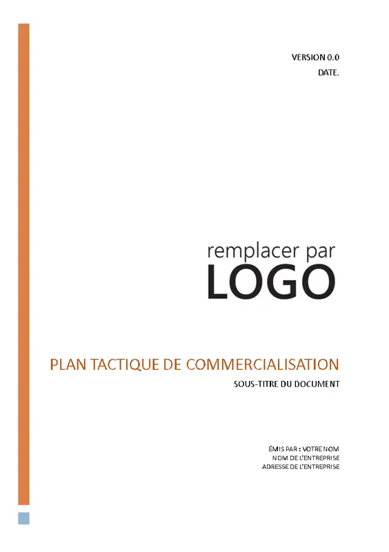 Plan marketing tactique d’entreprise modern simple