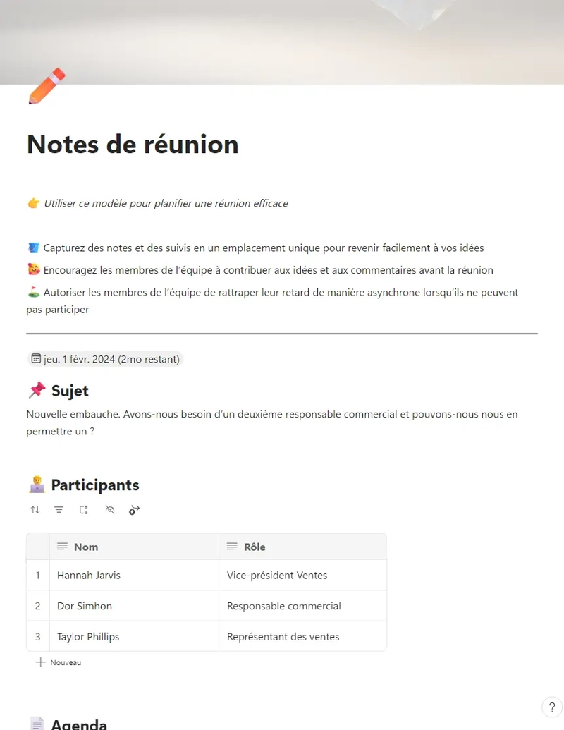 Notes de réunion