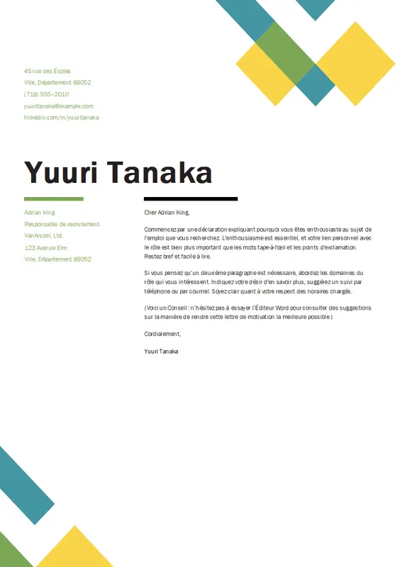 Lettre de motivation géométrique modern geometric