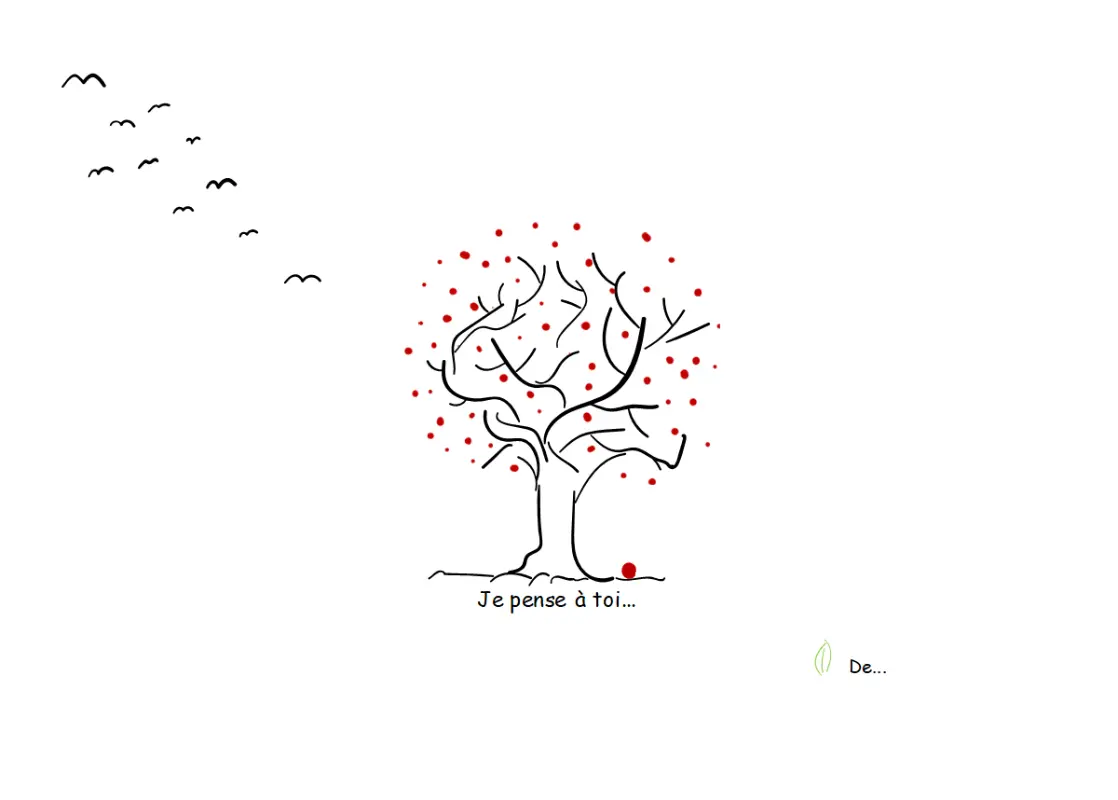 Carte de condoléances avec arbre black whimsical-line