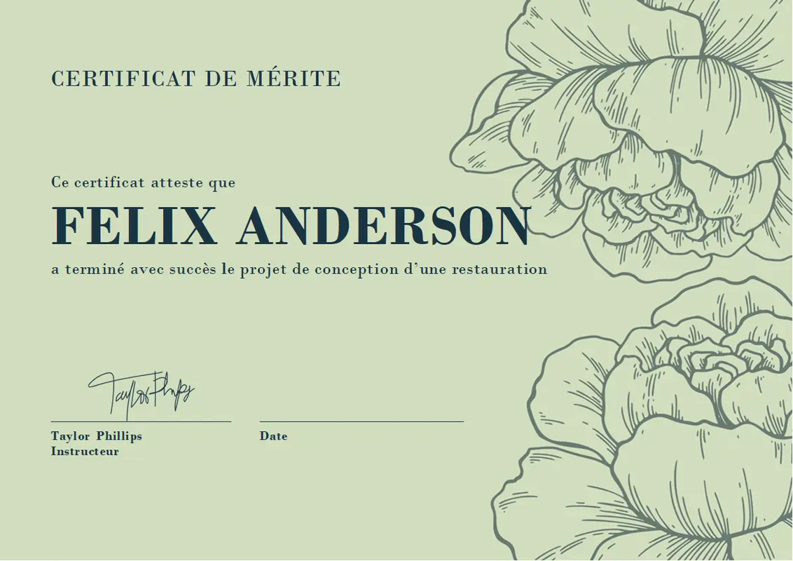 Certificat de mérite vintage-botanical