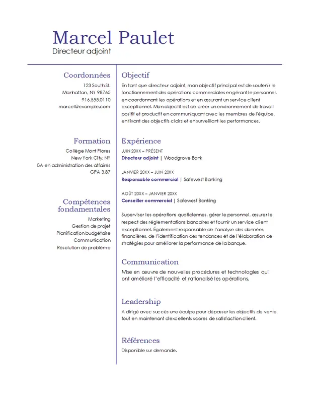 Curriculum vitae de base en management