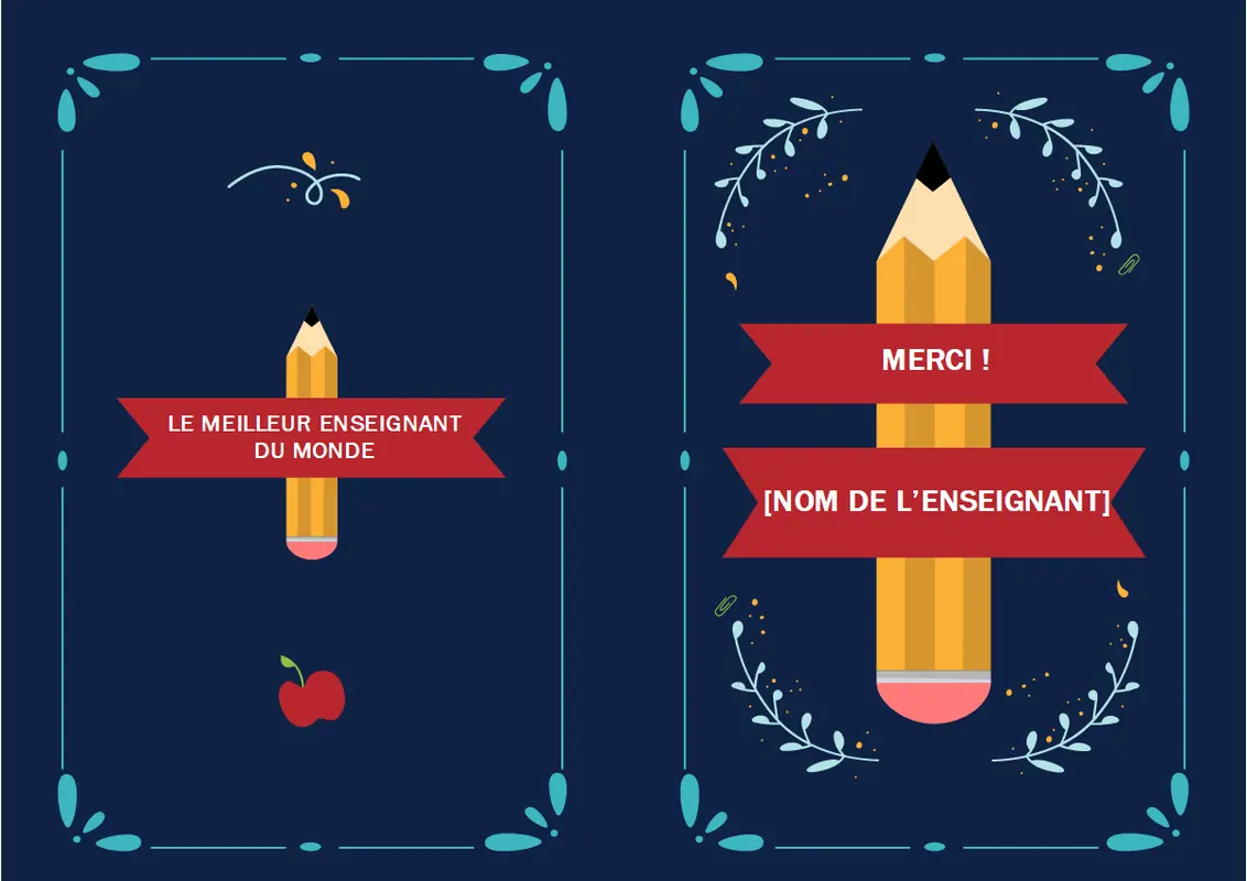 Carte de remerciement pour les enseignants whimsical-line