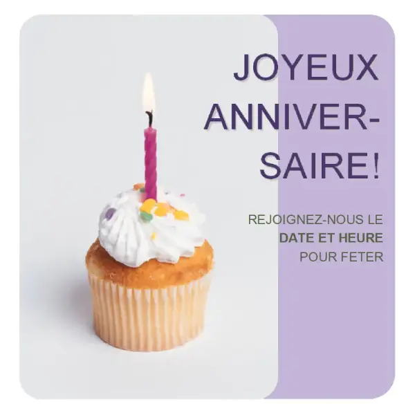 Prospectus d’invitation à anniversaire (avec un petit gâteau) purple modern-simple