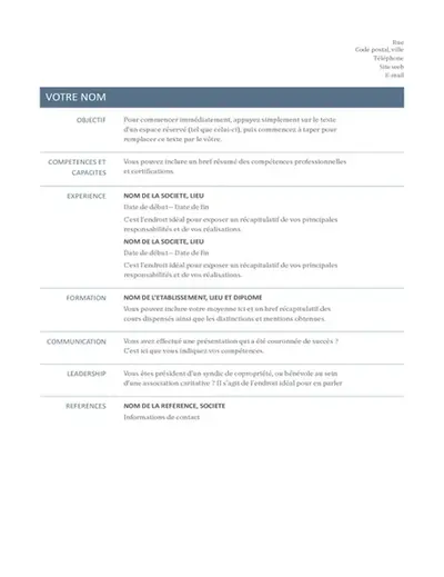 CV de base (conception intemporelle)