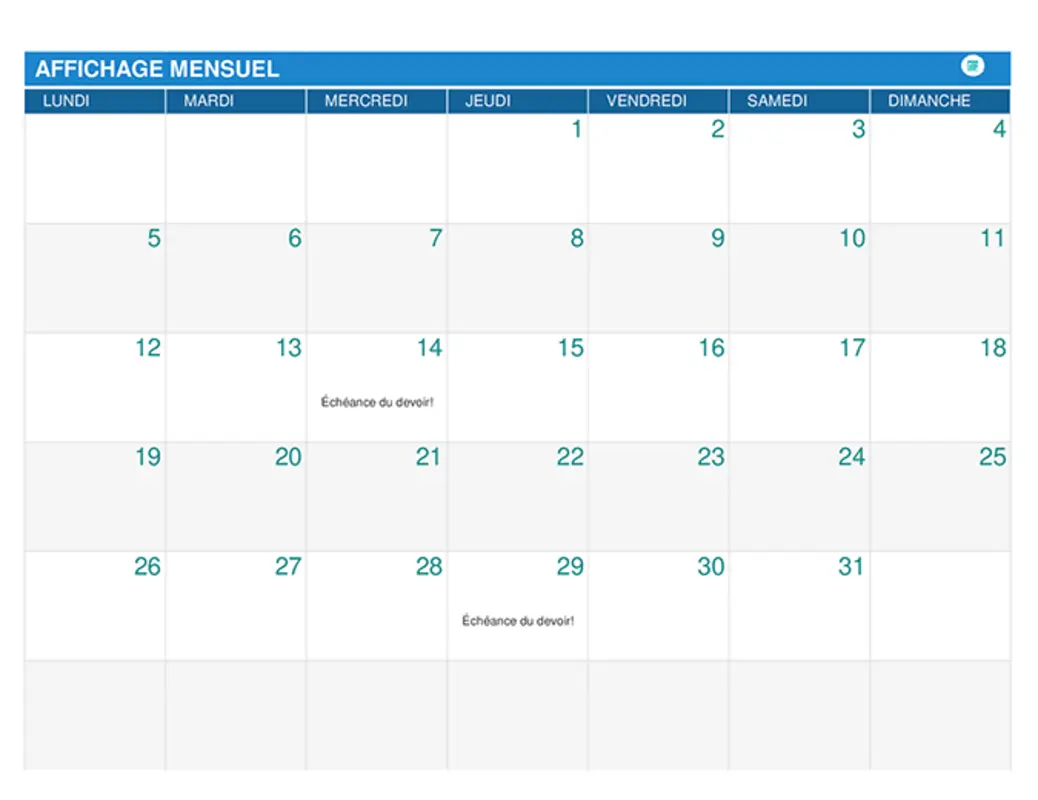 Agenda pour étudiants modern simple