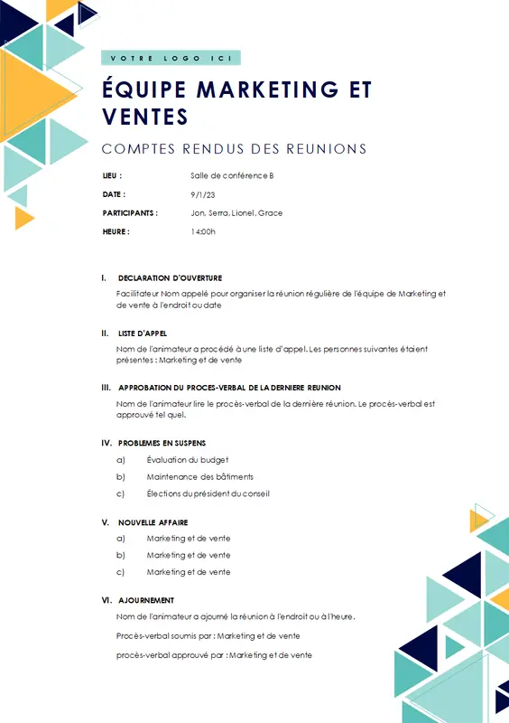 Ordre du jour Triangles modern geometric & linear