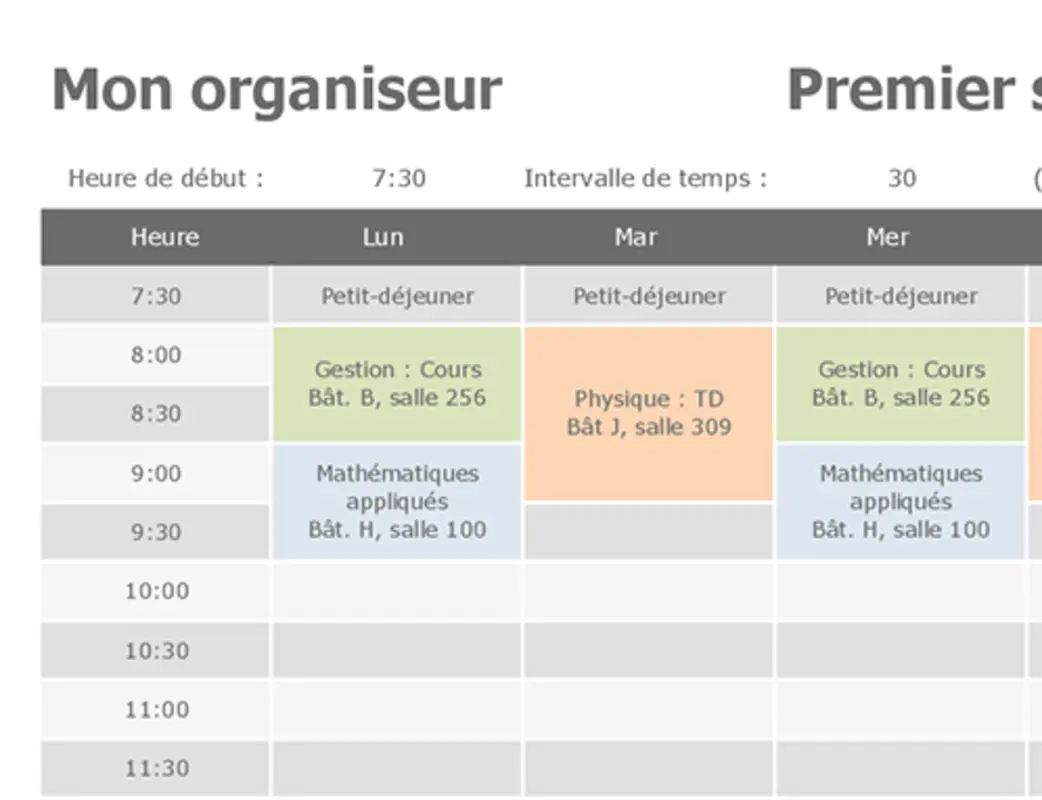 Horaires de cours blue modern geometric